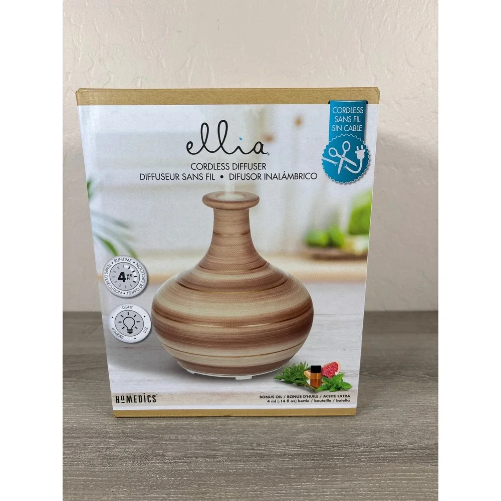 HoMedics Ellia Brown Wander Cordless Ultrasonic Aroma Diffuser Wood Style